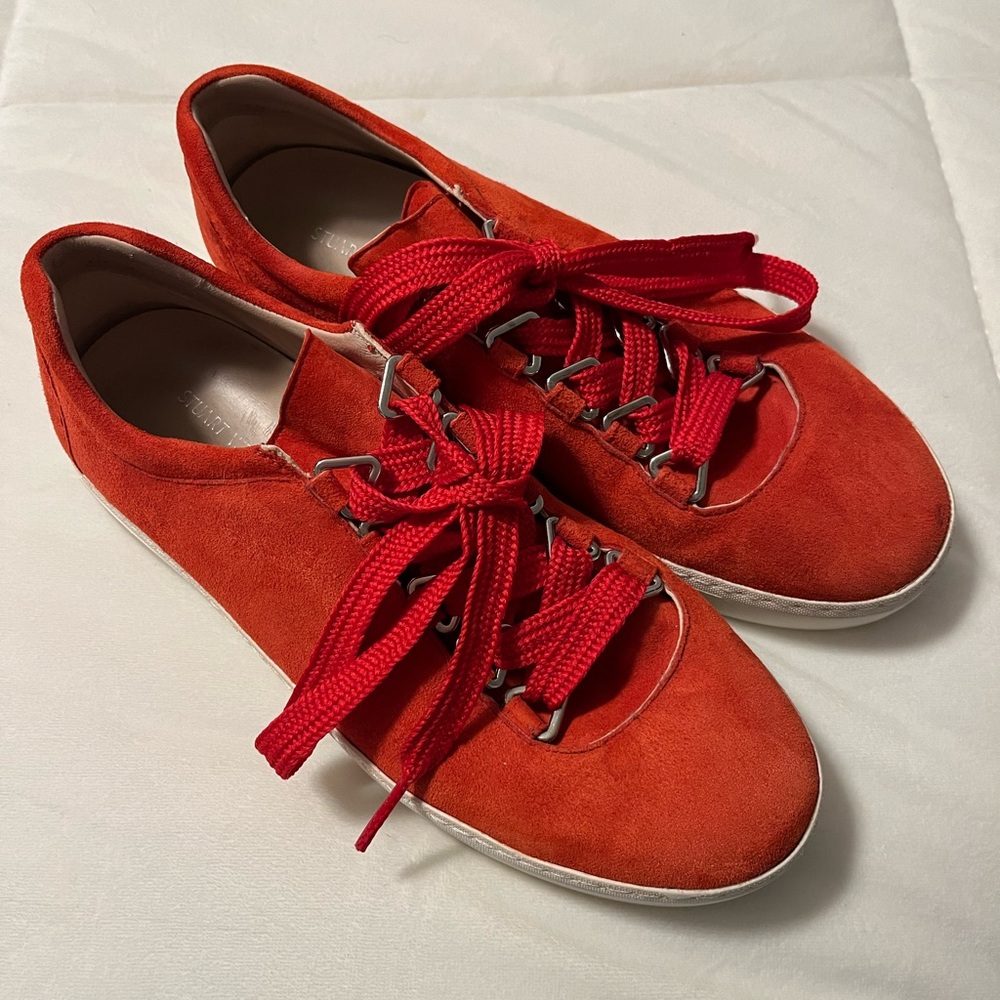 Stuart Weitzman Red Suede Gaming Sneaker Size 6